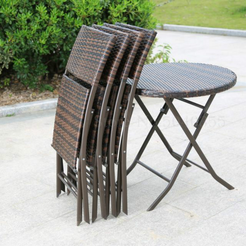 Outdoor patio open air coffee table and chair fashion furniture rattan folding set dinette